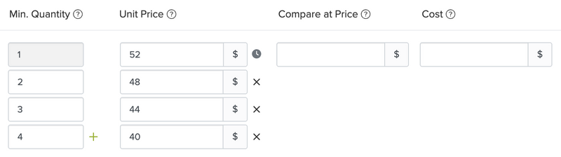 Volume prices - Admin