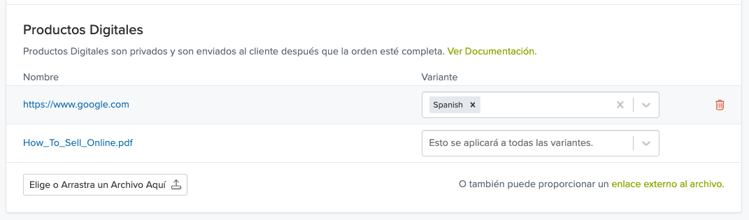 Añadir un producto digital