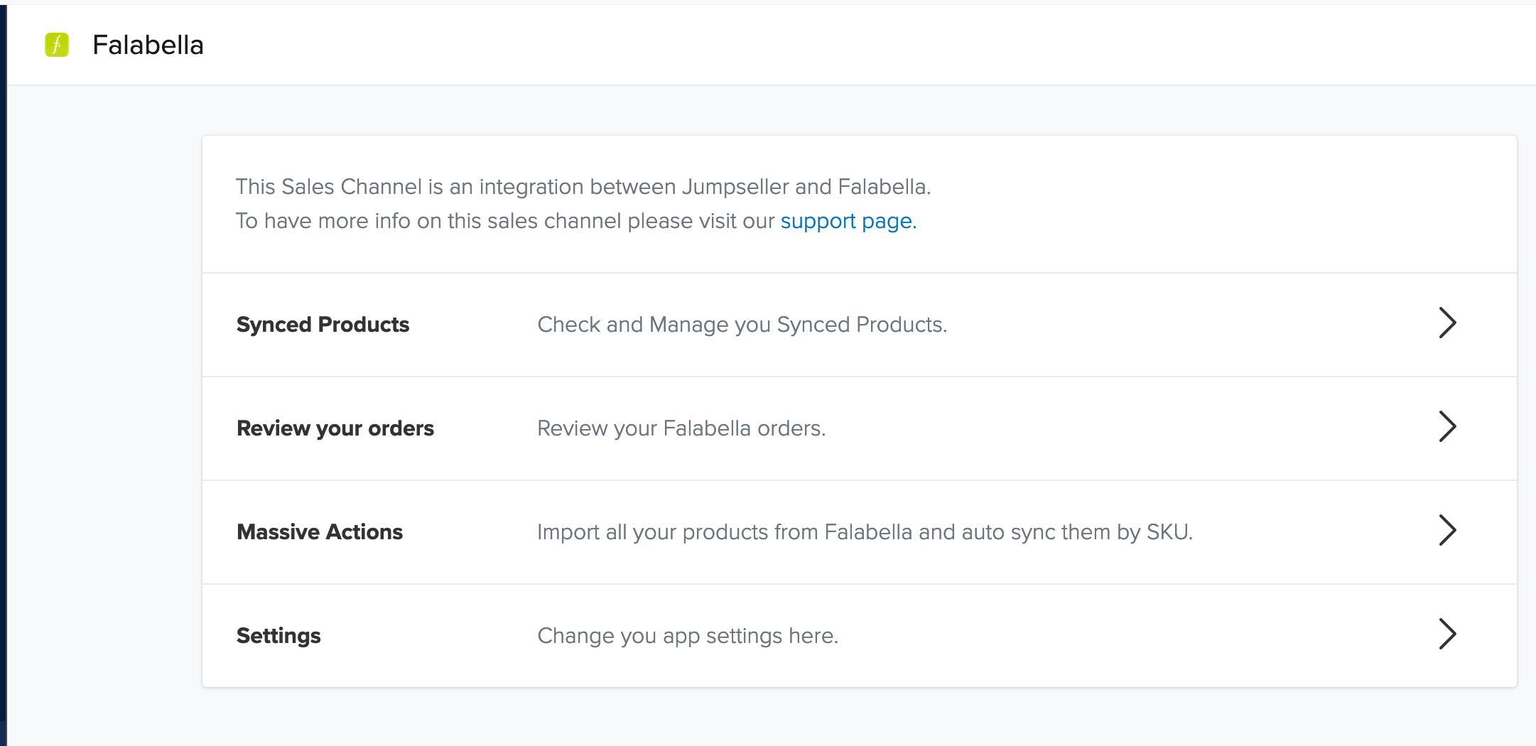 Falabella Marketplace dashboard