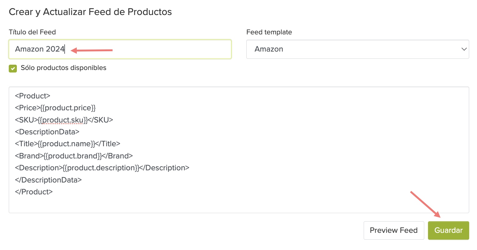 Crear y Actualizar Feed de Productos