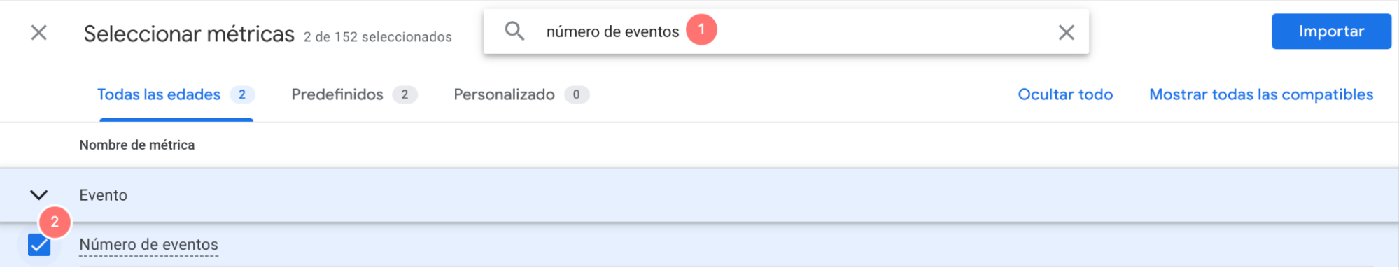 event count parametro