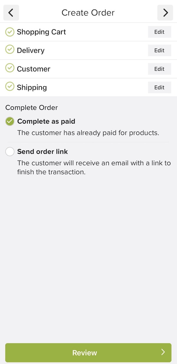 order information