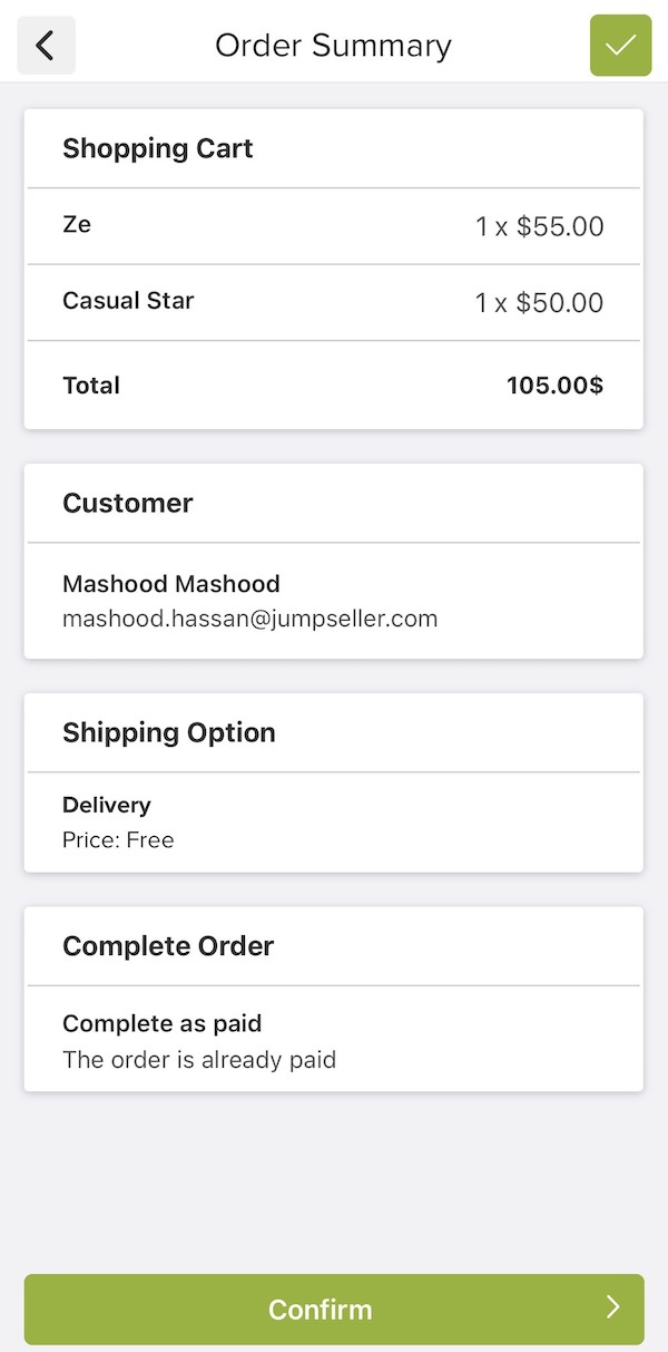 order information