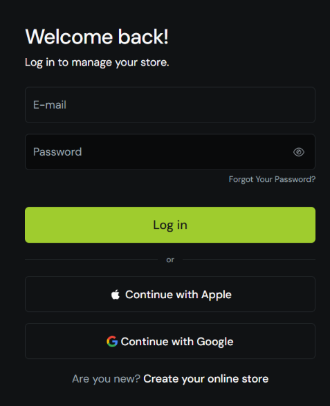 Continue with Google and Continue with Apple buttons on the login page