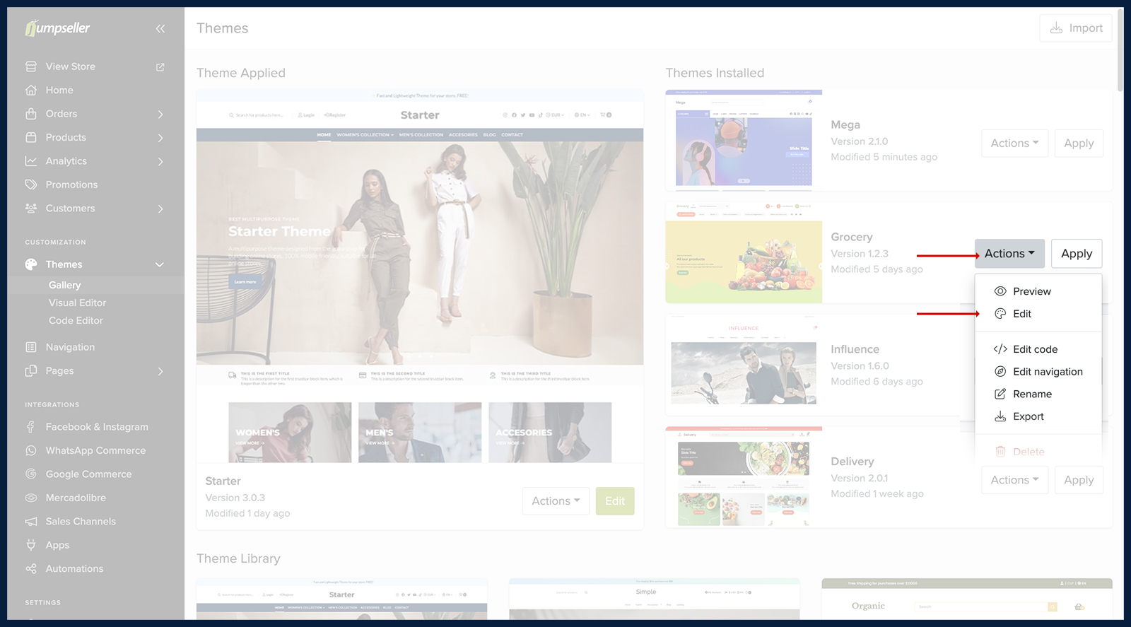 Open Visual Theme Editor on Current Theme